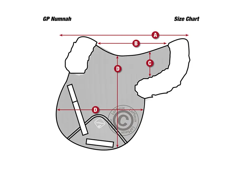 LeMieux Half Lined Lambskin Jumping/GP Numnah Size Guide